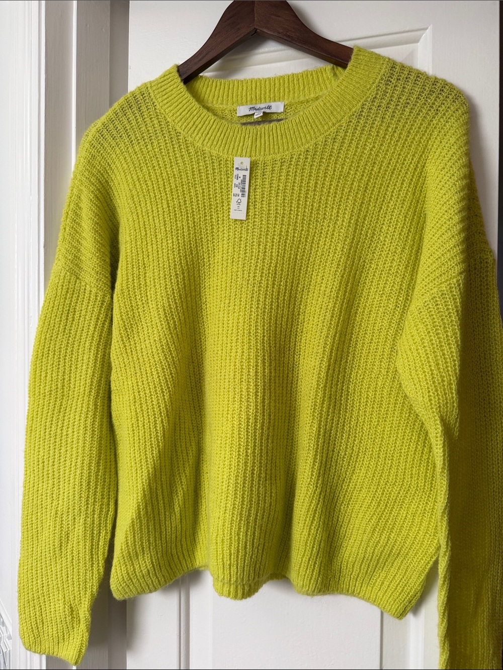 Madewell Bright Lemon Crewneck Ribbed Sweater